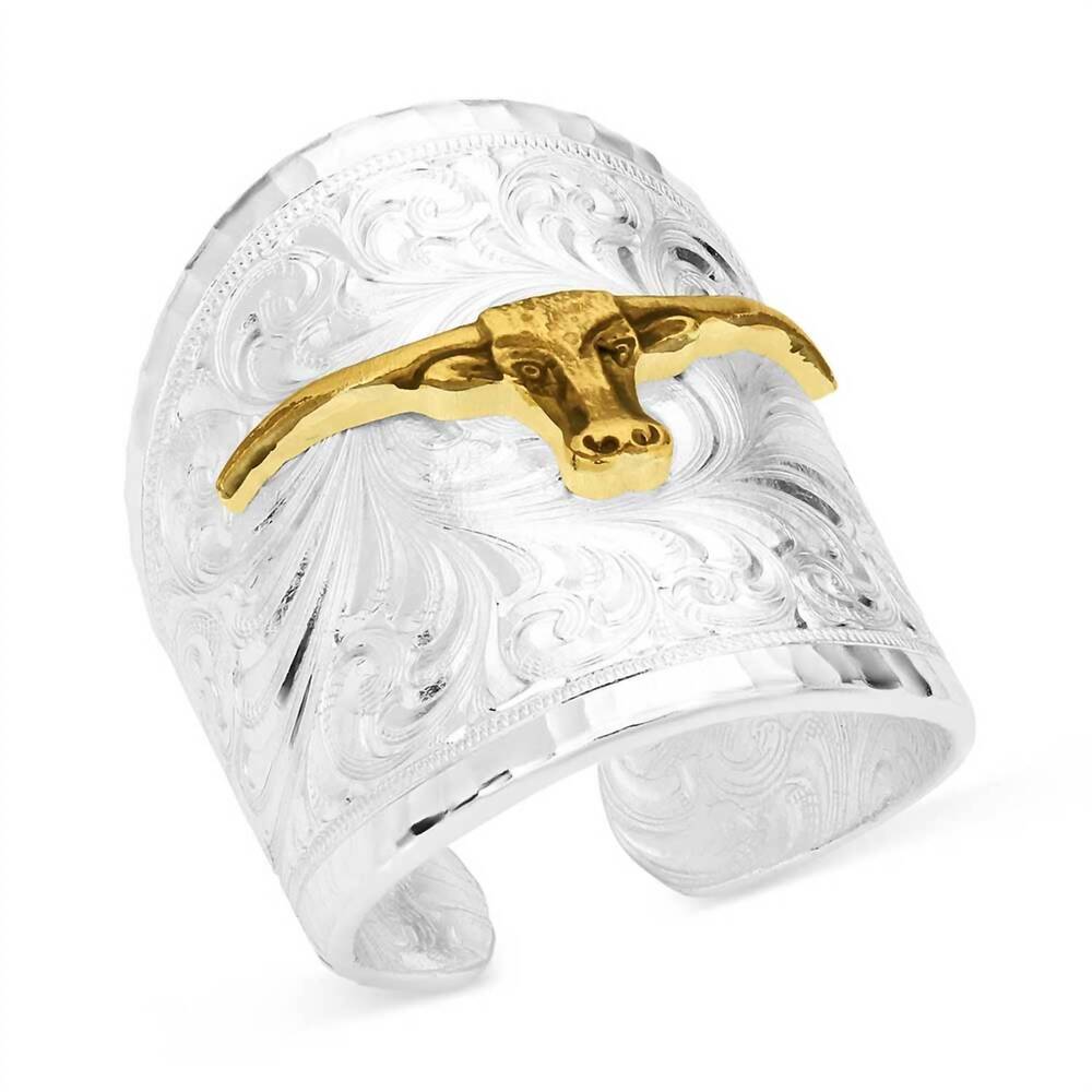 NEW MONTANA SILVERSMITHS women's out west ring with longhorn in silver